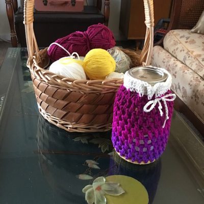 crochet cover mason jar tote