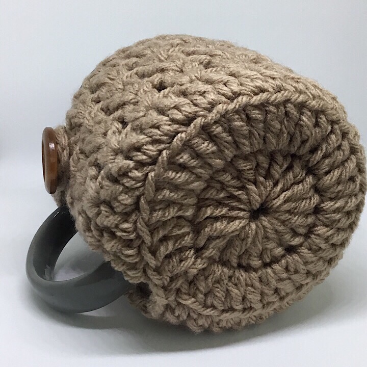 Crochet Mug Cozy with Bottom Brown