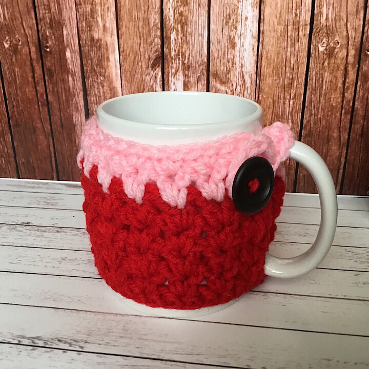 Crochet Mug Cozy Red and Pink