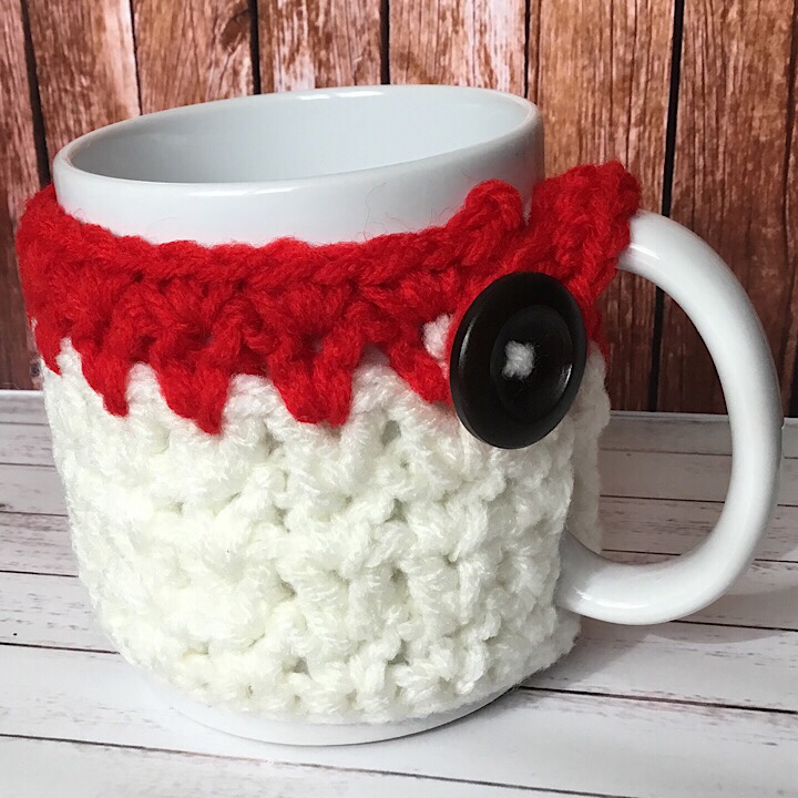 Miranda's Crochet Mug Cozies in White & Red