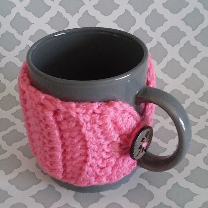 Handmade Crochet Mug Cozy in Pink