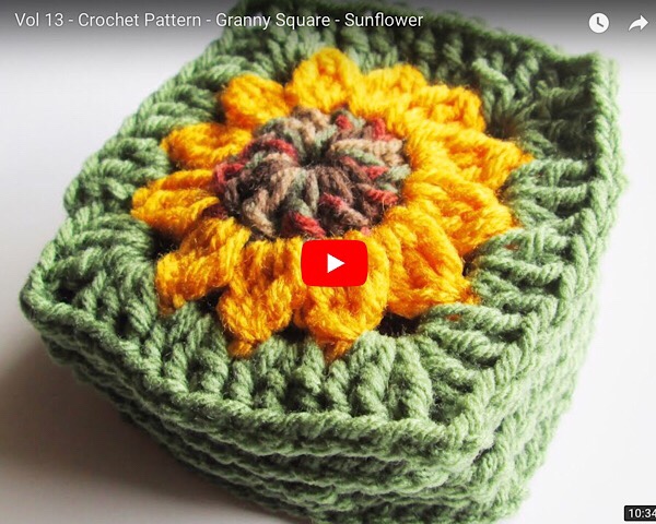 Easy to crochet sun-flower granny square