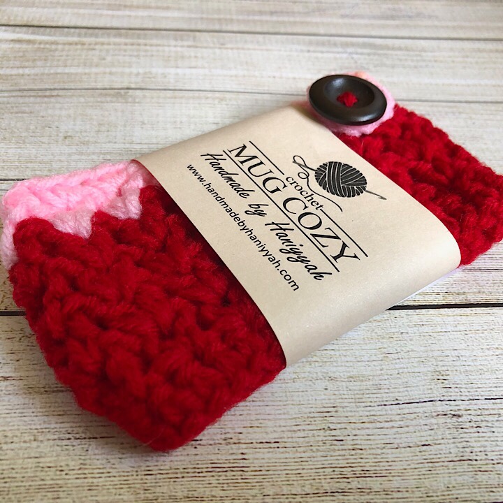 Miranda's Mug Cozy in Red & Pink