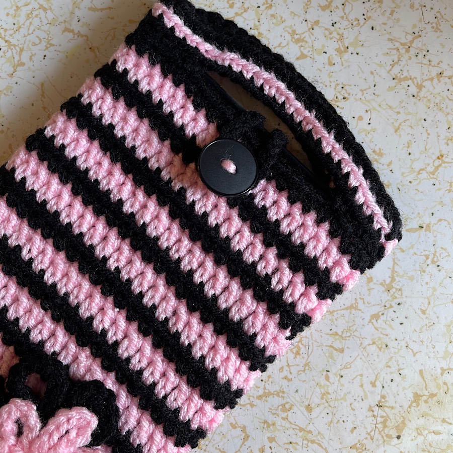 Pink & Brown Crochet Cover for Kindle