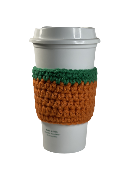 Crochet Cup Cozy in Orange & Green