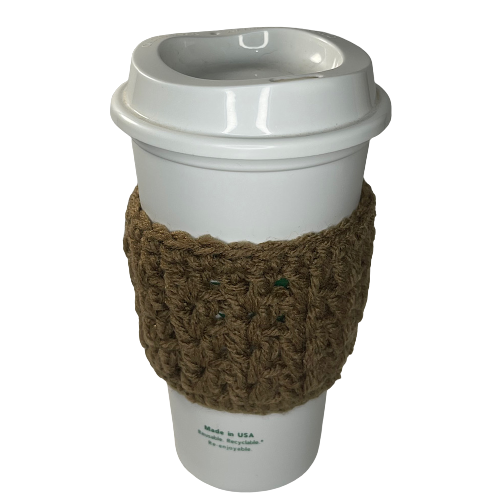 Crochet Cup Cozy in latte brown