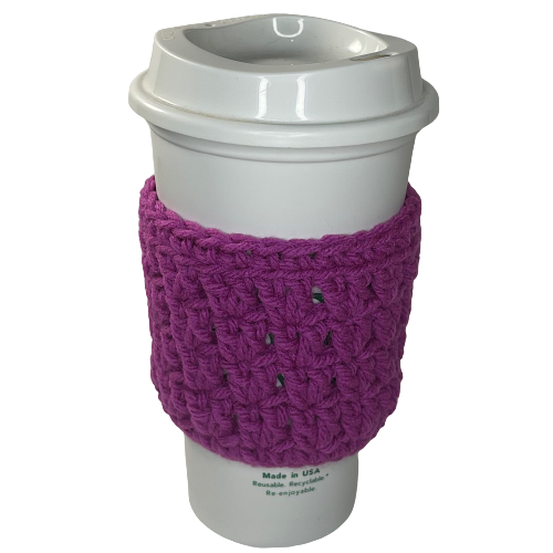 Crochet Cup Cozy in pink