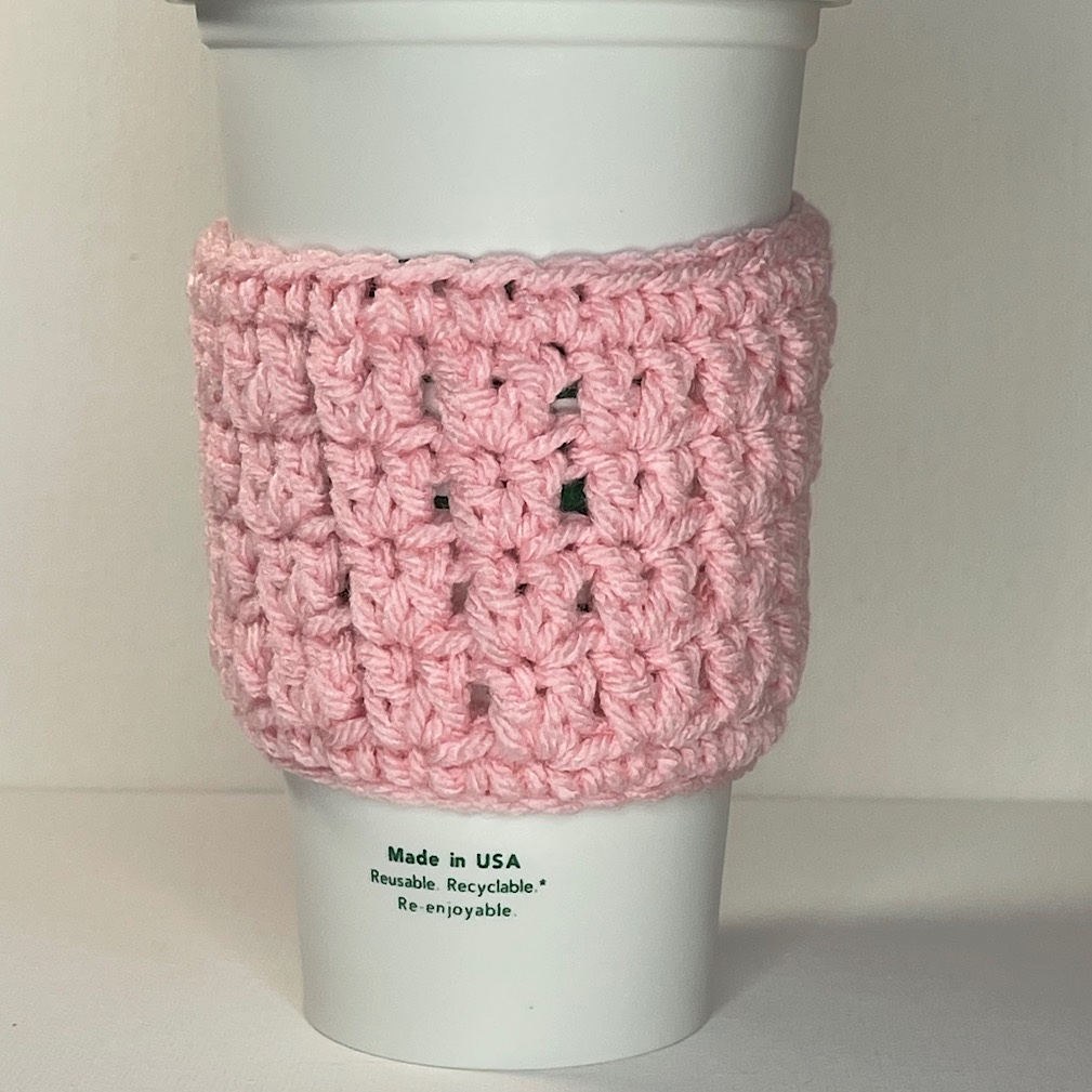 Crochet Cup Cozy in Pink