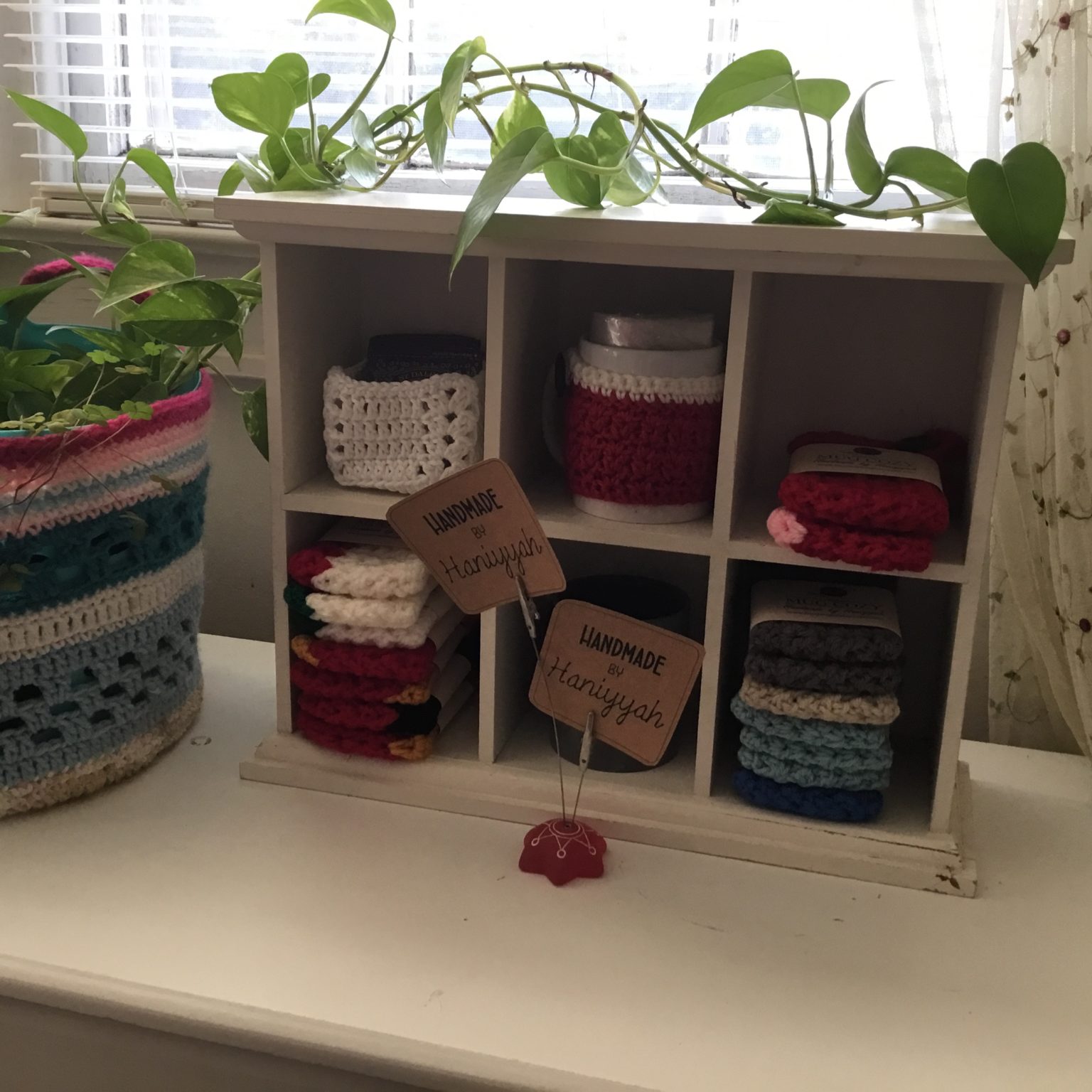 Crochet Mug Cozies Display