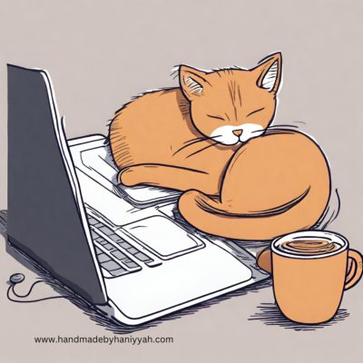Cats and sleep on laptop Clipart
