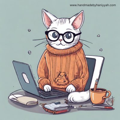 cat working on computer