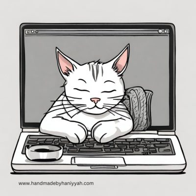 Cats and sleep on laptop Clipart