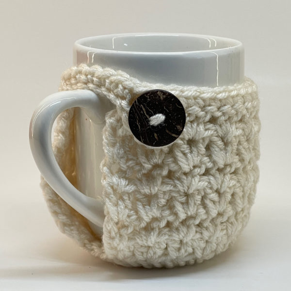 Aryan White Crochet Mug Cozy with Bottom