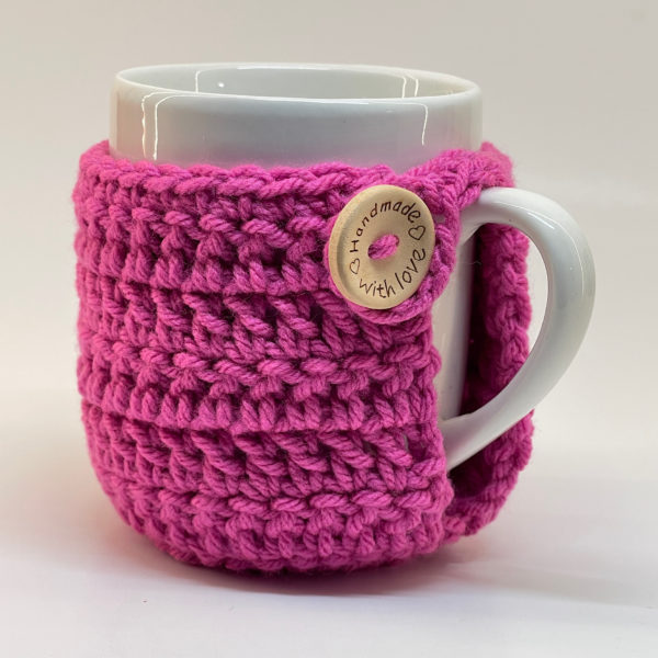 Pink Crochet Mug Cozy with Bottom