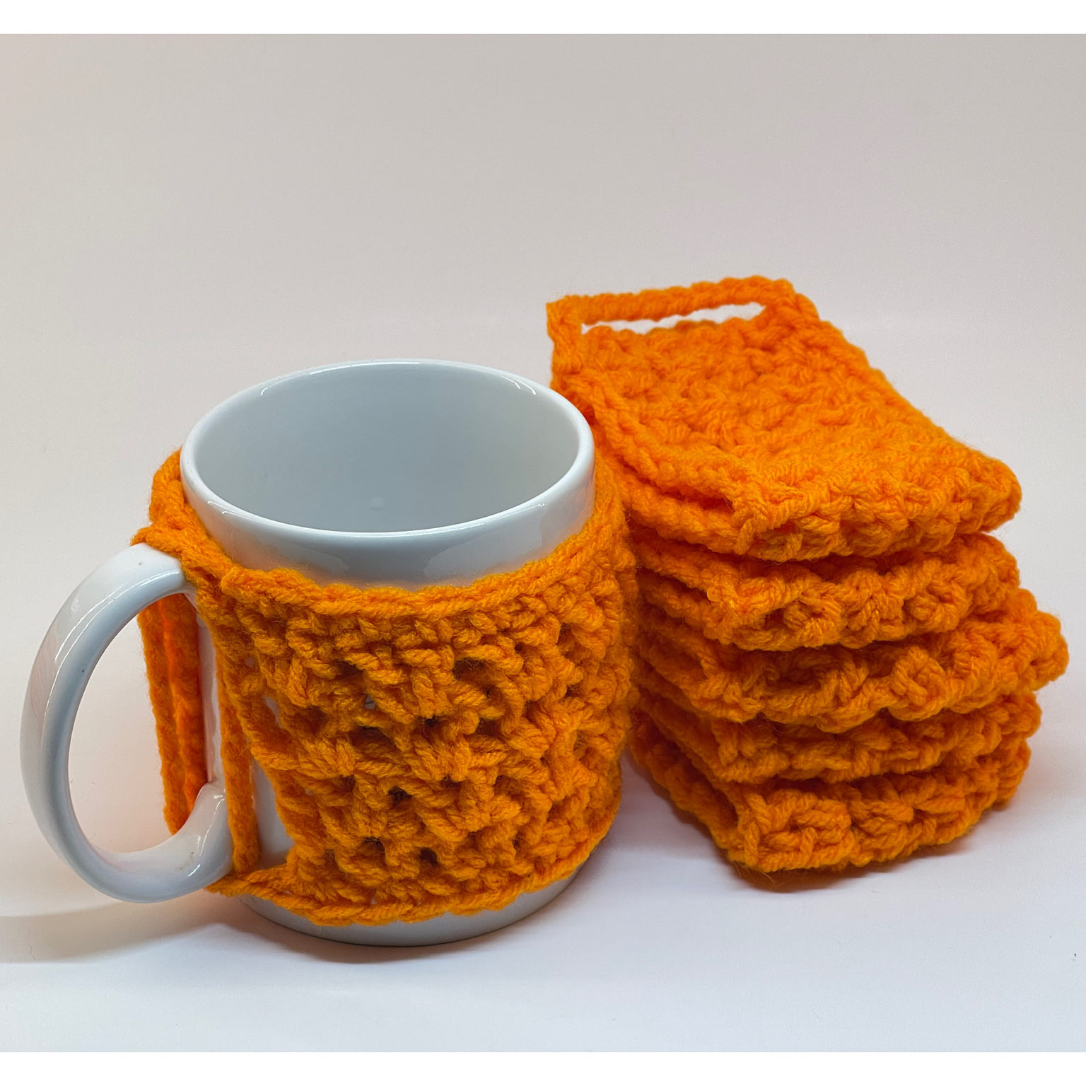 New Design Crochet Mug Cozy in Sherbet Orange