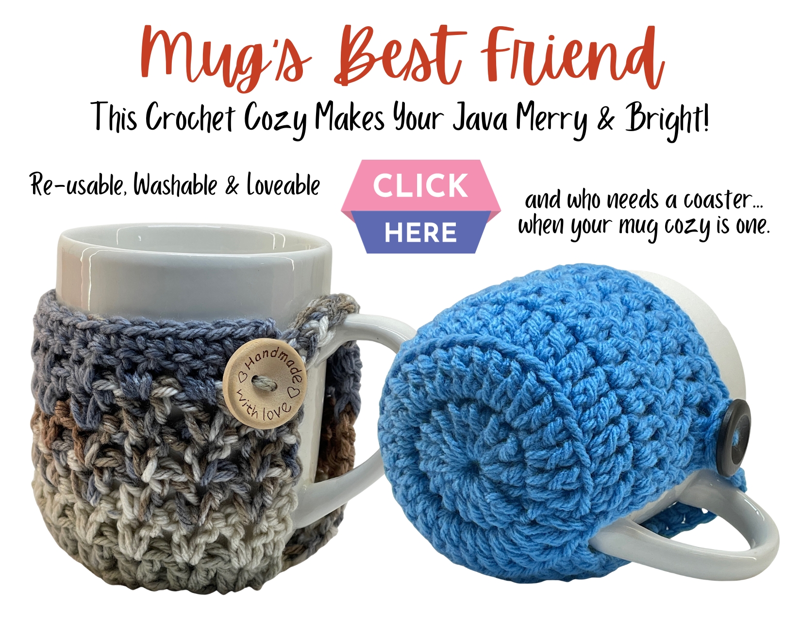 Handmade Crochet Mug Cozies with Bottoms