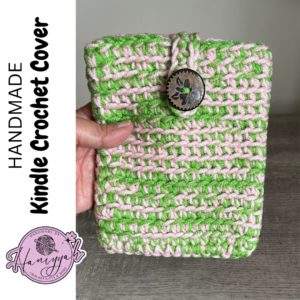 Crochet Sleeve for Kindle ereader in pink and green