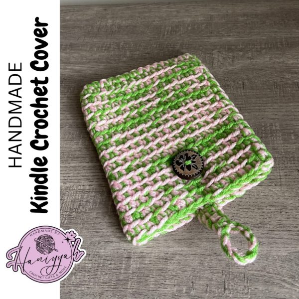 Crochet Sleeve for Kindle ereader in pink and green