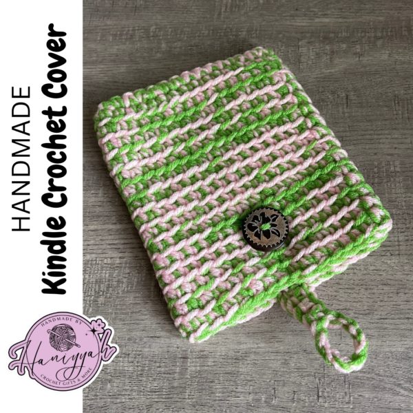 Crochet Sleeve for Kindle ereader in pink and green