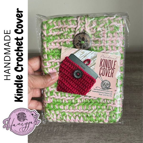 Crochet Sleeve for Kindle ereader in pink and green